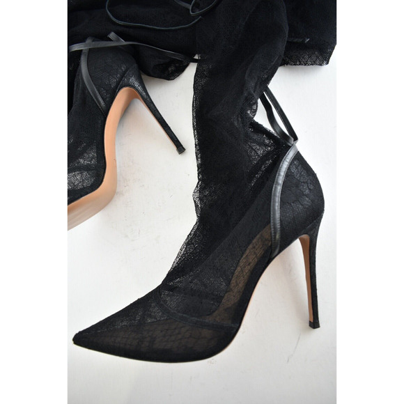 Gianvito Rossi Wildlace Black Lace Thigh High OTK Over Knee Sock Heel Boot 42 - Picture 10 of 12